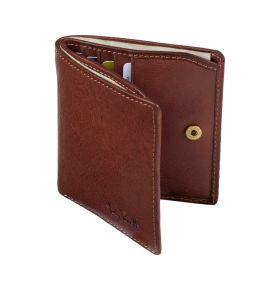 Vegetale leren billfold met kleingeldvak aan buitenzijde, medium