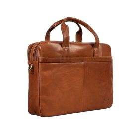 Vegetale leren 2-vaks laptoptas slim