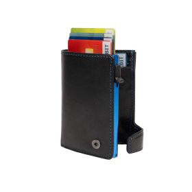 Furbo Vegetale Color leren RFID pasjeshouder (middenblauw) met papier- en kleingeldvak