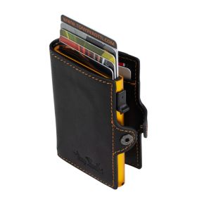 Furbo Vegetale Color leren RFID pasjeshouder (geel) met papiergeld- en buitenvak