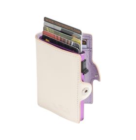 Furbo Vegetale Color leren RFID pasjeshouder (lila) met papiergeld- en buitenvak