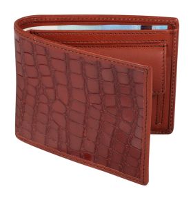 Croco leren billfold met kleingeldvak, large