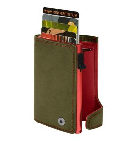 Furbo Arno Pull-up leder RFID pasjeshouder (rood) met papier- en kleingeldvak